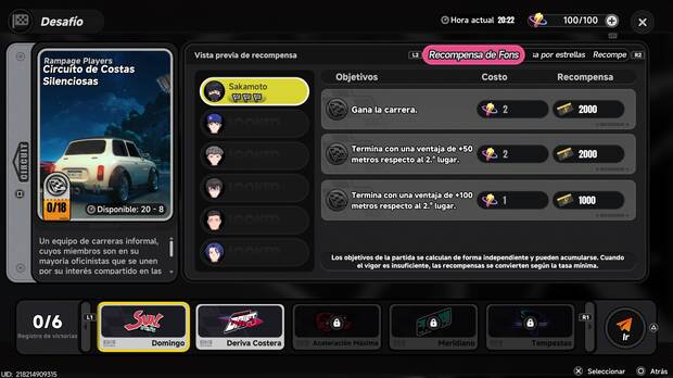 Neverness to Everness - Men� para participar en carreras callejeras