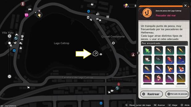 Neverness to Everness - �conos en el mapa de zona de pesca