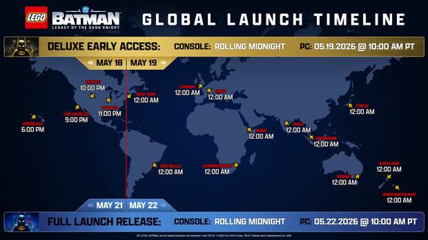 horas de lanzamiento de lego batman