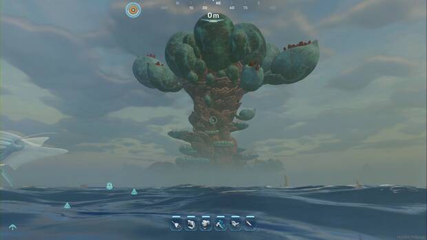 Subnautica 2 - Leviatanes, h�bitats y comportamientos; �rbol del mundo visto en el horizonte