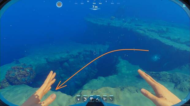 C�mo conseguir el submarino en Subnautica 2, corriente submarina al norte-nordeste de la c�psula de salvamento