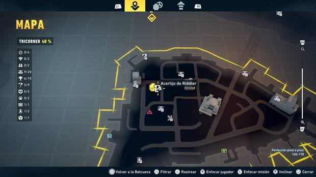 LEGO Batman: El Legado del Caballero Oscuro - Localizaci�n en el mapa del acertijo de Riddler 06 en Tricorner