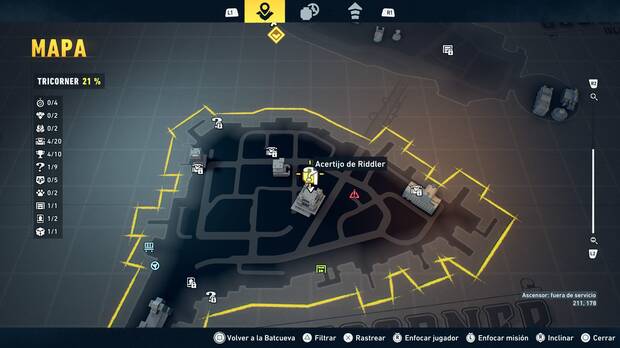 LEGO Batman: El Legado del Caballero Oscuro - Localizaci�n en el mapa del acertijo de Riddler 02 en Tricorner