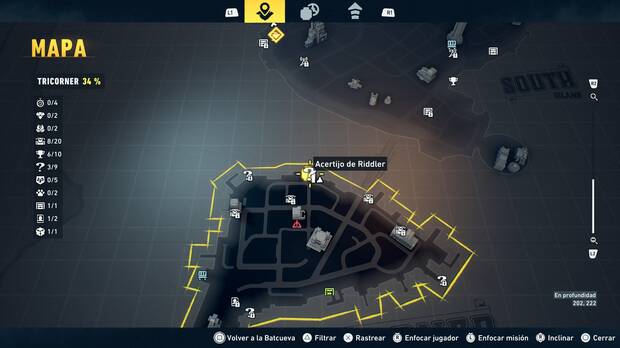 LEGO Batman: El Legado del Caballero Oscuro - Localizaci�n en el mapa del acertijo de Riddler 04 en Tricorner