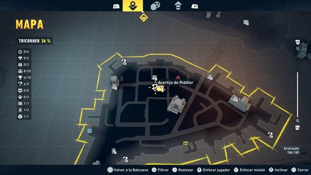 LEGO Batman: El Legado del Caballero Oscuro - Localizaci�n en el mapa del acertijo de Riddler 05 en Tricorner
