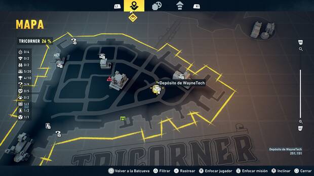 LEGO Batman: El Legado del Caballero Oscuro - Localizaci�n en el mapa del dep�sito de WayneTech 06 en Tricorner