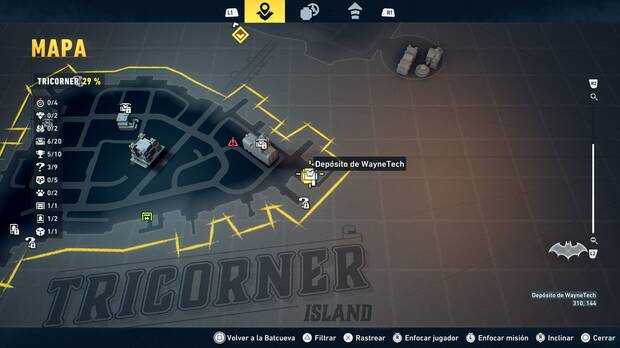 LEGO Batman: El Legado del Caballero Oscuro - Localizaci�n en el mapa del dep�sito de WayneTech 07 en Tricorner