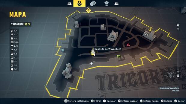LEGO Batman: El Legado del Caballero Oscuro - Localizaci�n en el mapa del dep�sito de WayneTech 02 en Tricorner