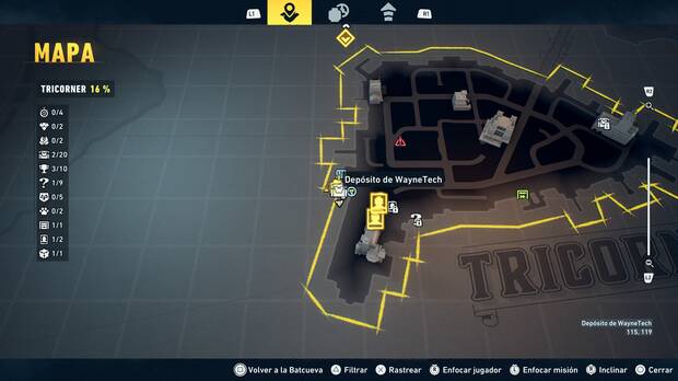 LEGO Batman: El Legado del Caballero Oscuro - Localizaci�n en el mapa del dep�sito de WayneTech 03 en Tricorner