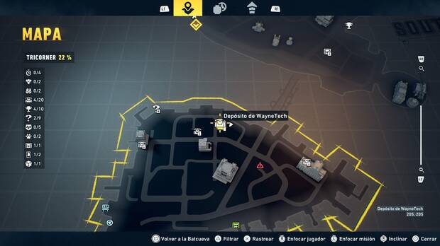 LEGO Batman: El Legado del Caballero Oscuro - Localizaci�n en el mapa del dep�sito de WayneTech 05 en Tricorner