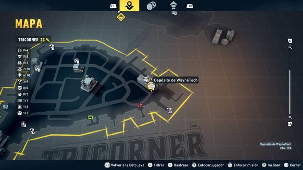 LEGO Batman: El Legado del Caballero Oscuro - Localizaci�n en el mapa del dep�sito de WayneTech 08 en Tricorner