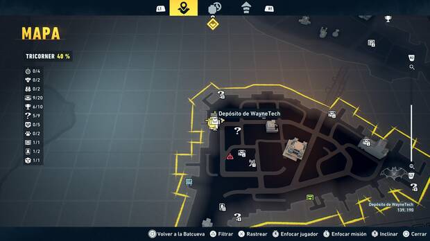 LEGO Batman: El Legado del Caballero Oscuro - Localizaci�n en el mapa del dep�sito de WayneTech 10 en Tricorner