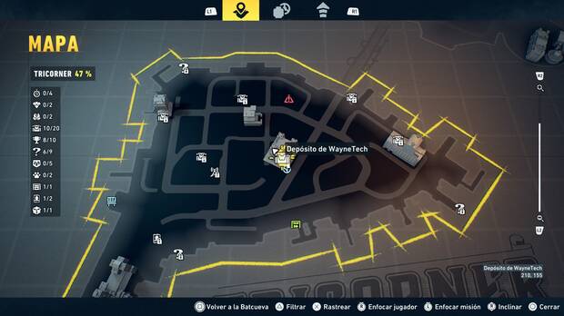 LEGO Batman: El Legado del Caballero Oscuro - Localizaci�n en el mapa del dep�sito de WayneTech 11 en Tricorner