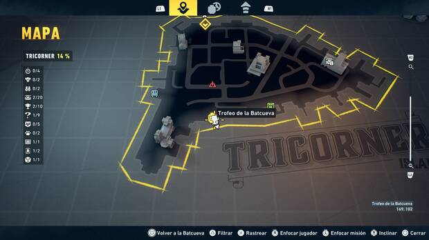 LEGO Batman: El Legado del Caballero Oscuro - Localizaci�n en el mapa del trofeo de la Batcueva Reloj de arena 03 en Tricorner