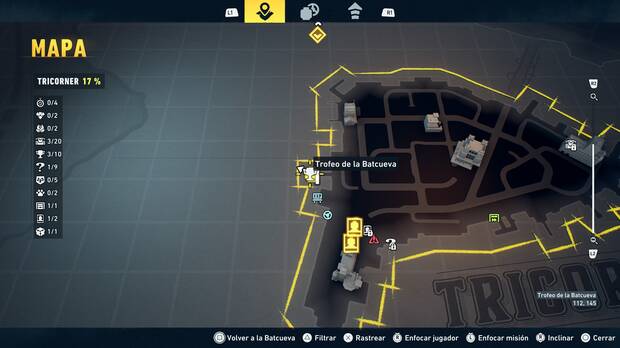 LEGO Batman: El Legado del Caballero Oscuro - Localizaci�n en el mapa del trofeo de la Batcueva Reloj de arena 04 en Tricorner