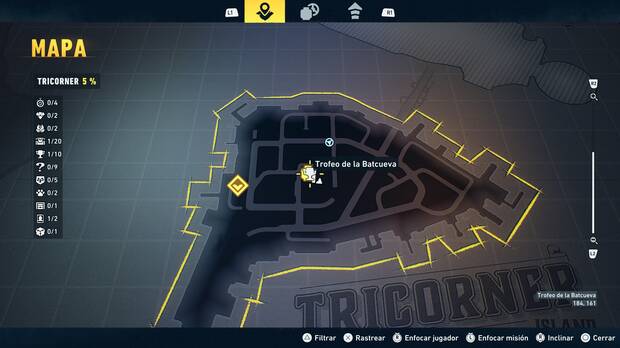 LEGO Batman: El Legado del Caballero Oscuro - Localizaci�n en el mapa del trofeo de la Batcueva Reloj de arena 02 en Tricorner