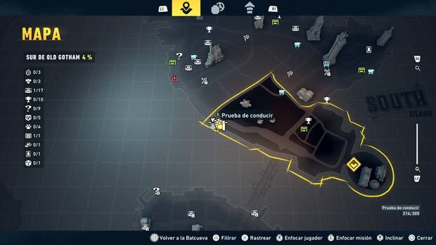 LEGO Batman: El Legado del Caballero Oscuro - Localizaci�n en el mapa del entrenamiento con RA 01 en Sur de Old Gotham