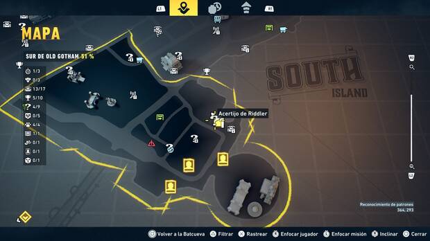 LEGO Batman: El Legado del Caballero Oscuro - Localizaci�n en el mapa del acertijo de Riddler 05 en Sur de Old Gotham