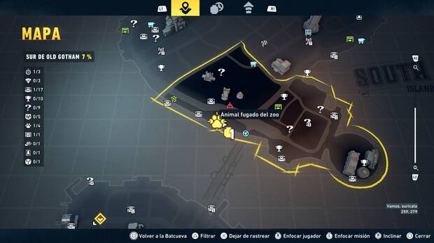 LEGO Batman: El Legado del Caballero Oscuro - Localizaci�n en el mapa del animal fugado del zoo 02 en Sur de Old Gotham