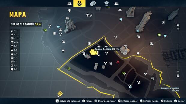 LEGO Batman: El Legado del Caballero Oscuro - Localizaci�n en el mapa del animal fugado del zoo 04 en Sur de Old Gotham