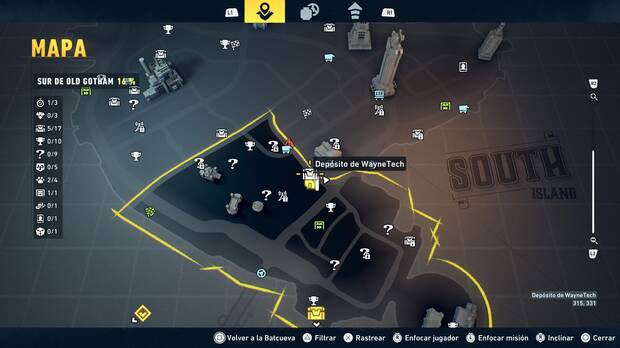 LEGO Batman: El Legado del Caballero Oscuro - Localizaci�n en el mapa del dep�sito de WayneTech 06 en Sur de Old Gotham