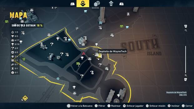 LEGO Batman: El Legado del Caballero Oscuro - Localizaci�n en el mapa del dep�sito de WayneTech 07 en Sur de Old Gotham