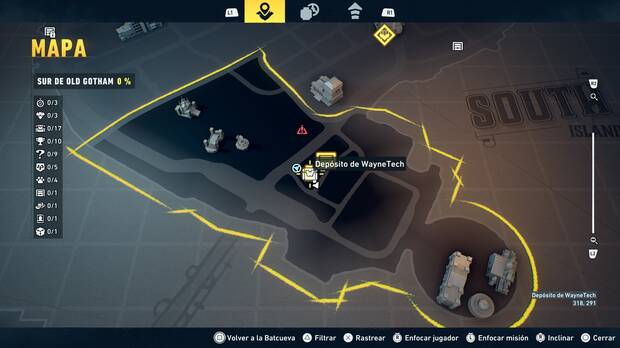 LEGO Batman: El Legado del Caballero Oscuro - Localizaci�n en el mapa del dep�sito de WayneTech 01 en Sur de Old Gotham