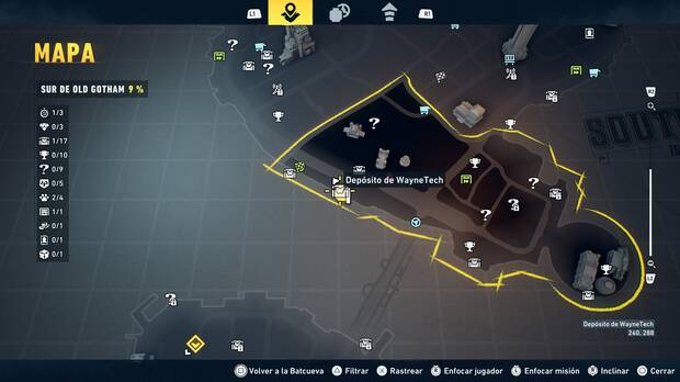 LEGO Batman: El Legado del Caballero Oscuro - Localizaci�n en el mapa del dep�sito de WayneTech 02 en Sur de Old Gotham