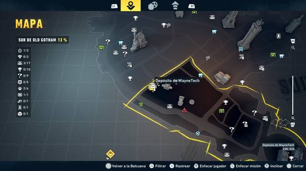 LEGO Batman: El Legado del Caballero Oscuro - Localizaci�n en el mapa del dep�sito de WayneTech 04 en Sur de Old Gotham