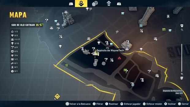 LEGO Batman: El Legado del Caballero Oscuro - Localizaci�n en el mapa del dep�sito de WayneTech 12 en Sur de Old Gotham