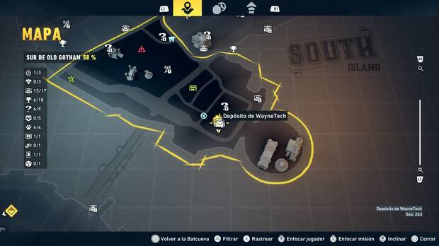 LEGO Batman: El Legado del Caballero Oscuro - Localizaci�n en el mapa del dep�sito de WayneTech 14 en Sur de Old Gotham