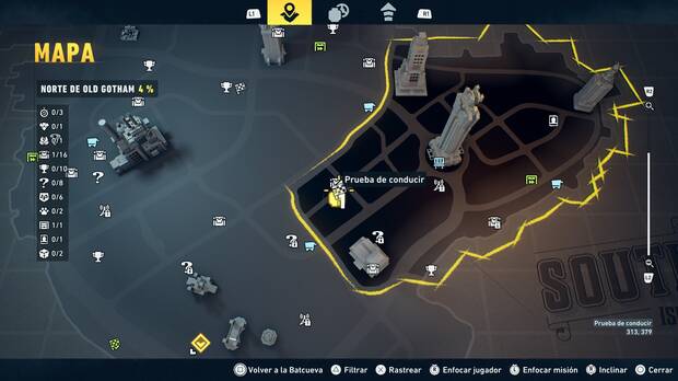 LEGO Batman: El Legado del Caballero Oscuro - Localizaci�n en el mapa del entrenamiento con RA 01 en Norte de Old Gotham