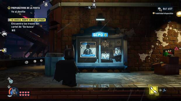 LEGO Batman: El Legado del Caballero Oscuro - D�nde se encuentra el cartel de Se busca 01 en Norte de Old Gotham