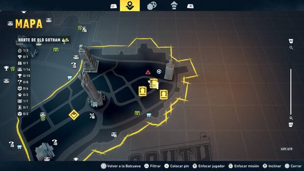 LEGO Batman: El Legado del Caballero Oscuro - Localizaci�n en el mapa del cartel de Se busca 01 en Norte de Old Gotham