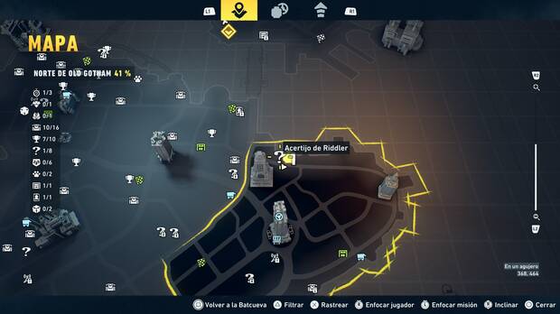 LEGO Batman: El Legado del Caballero Oscuro - Localizaci�n en el mapa del acertijo de Riddler 02 en Norte de Old Gotham