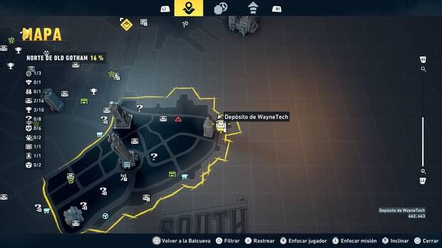LEGO Batman: El Legado del Caballero Oscuro - Localizaci�n en el mapa del dep�sito de WayneTech 03 en Norte de Old Gotham