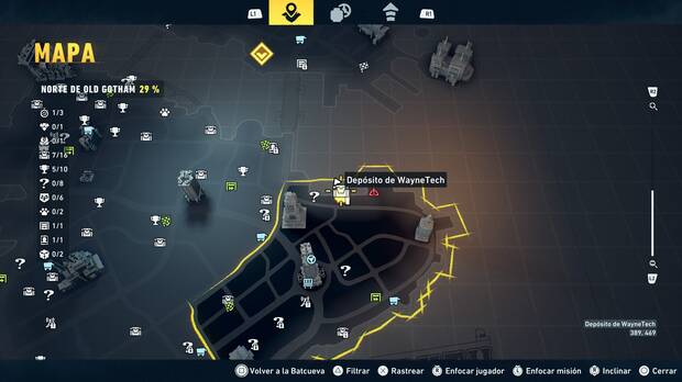 LEGO Batman: El Legado del Caballero Oscuro - Localizaci�n en el mapa del dep�sito de WayneTech 08 en Norte de Old Gotham