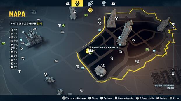 LEGO Batman: El Legado del Caballero Oscuro - Localizaci�n en el mapa del dep�sito de WayneTech 09 en Norte de Old Gotham