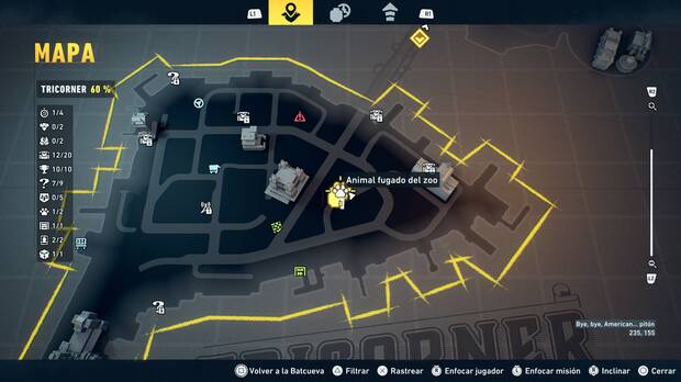 LEGO Batman: El Legado del Caballero Oscuro - Localizaci�n en el mapa del animal fugado del zoo 02 en Tricorner