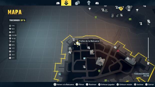 LEGO Batman: El Legado del Caballero Oscuro - Localizaci�n en el mapa del trofeo de la Batcueva Reloj de arena 10 en Tricorner