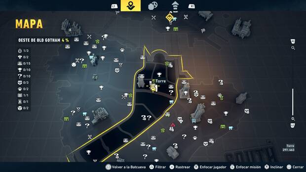 LEGO Batman: El Legado del Caballero Oscuro - Localizaci�n en el mapa de la torre del distrito Oeste de Old Gotham