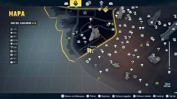 LEGO Batman: El Legado del Caballero Oscuro - Localizaci�n en el mapa de la torre del distrito Sur del Cauldron