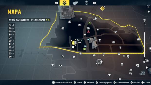 LEGO Batman: El Legado del Caballero Oscuro - Localizaci�n en el mapa de la torre del distrito Norte del Cauldron - Ace Chemicals