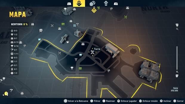 LEGO Batman: El Legado del Caballero Oscuro - Localizaci�n en el mapa de la torre del distrito Newtown