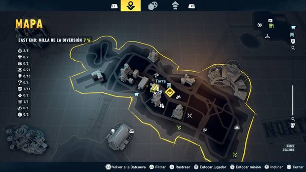 LEGO Batman: El Legado del Caballero Oscuro - Localizaci�n en el mapa de la torre del distrito East End - Milla de la diversi�n