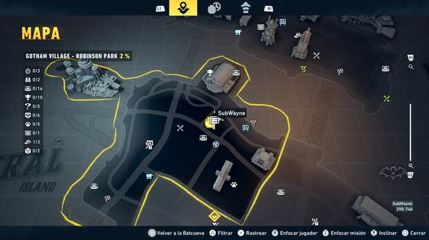 LEGO Batman: El Legado del Caballero Oscuro - Localizaci�n en el mapa del subwayne de Gotham Village - Robinson Park
