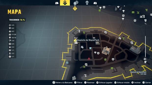 LEGO Batman: El Legado del Caballero Oscuro - Localizaci�n en el mapa del dep�sito de WayneTech 18 en Tricorner