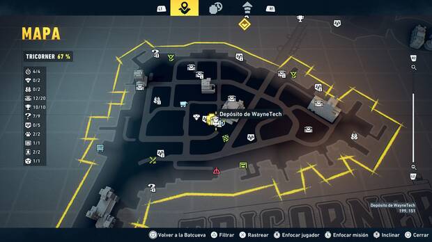 LEGO Batman: El Legado del Caballero Oscuro - Localizaci�n en el mapa del dep�sito de WayneTech 13 en Tricorner