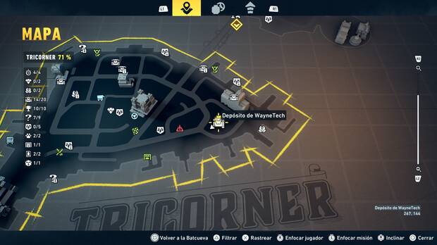 LEGO Batman: El Legado del Caballero Oscuro - Localizaci�n en el mapa del dep�sito de WayneTech 15 en Tricorner