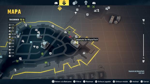 LEGO Batman: El Legado del Caballero Oscuro - Localizaci�n en el mapa del dep�sito de WayneTech 16 en Tricorner